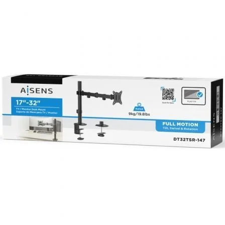Aisens Soporte de Mesa ECO Giratorio e Inclinable para Monitor/TV 17-32 Pulgadas, Negro